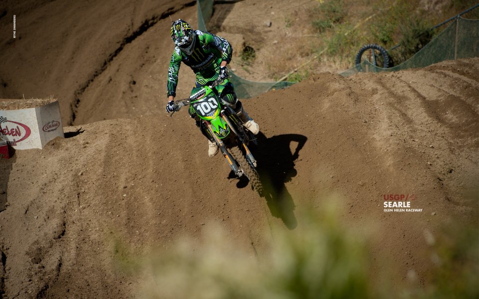 USGP Motocross Rider On Dirt Track