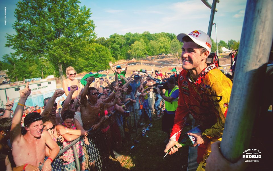 Redbud Motocross Racer Cheering Crowd