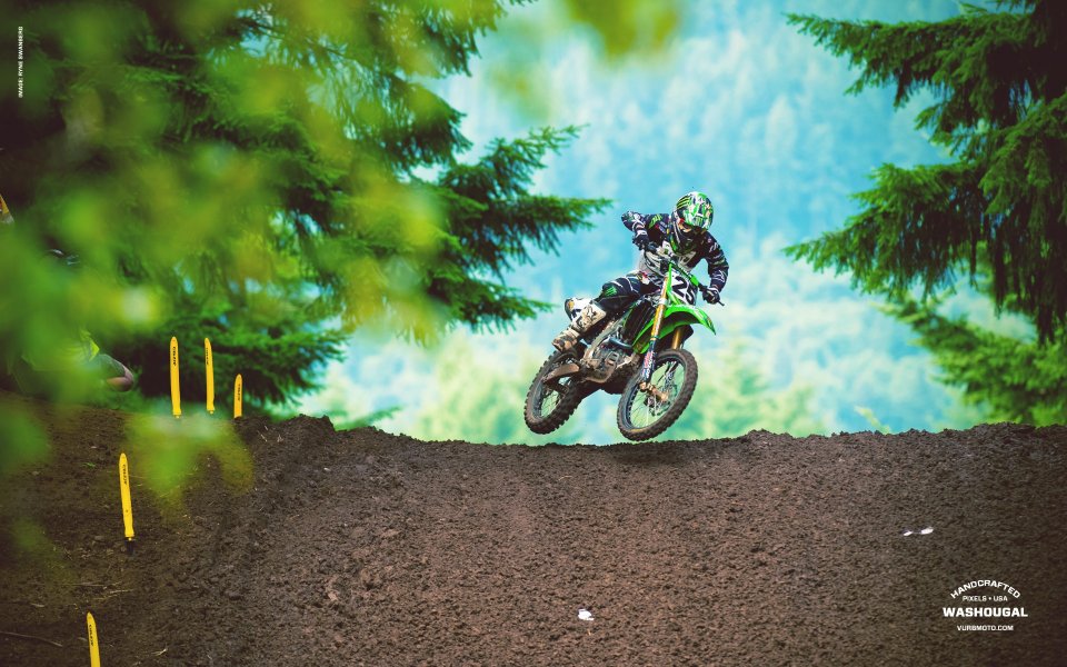 Motocross Rider On Washougal Track Usa
