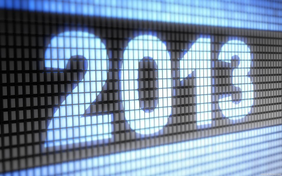 Close Up Of 2013 On Blue Pixel Grid Screen
