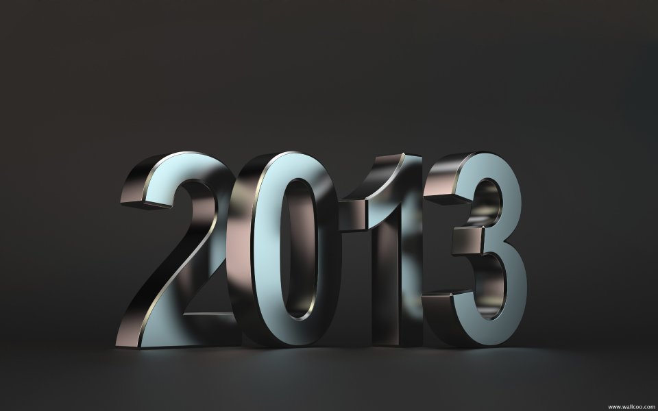 2013 Metallic 3d Numbers New Year Wallpaper
