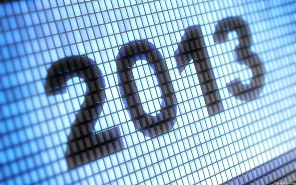 2013年蓝色像素网格数字特写