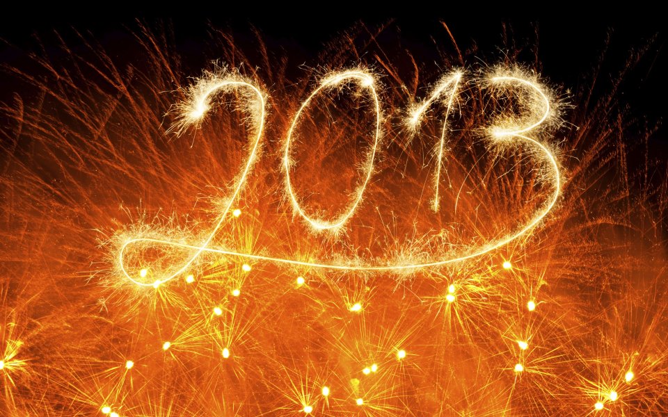 璀璨金色烟花光绘数字2013新年庆祝背景