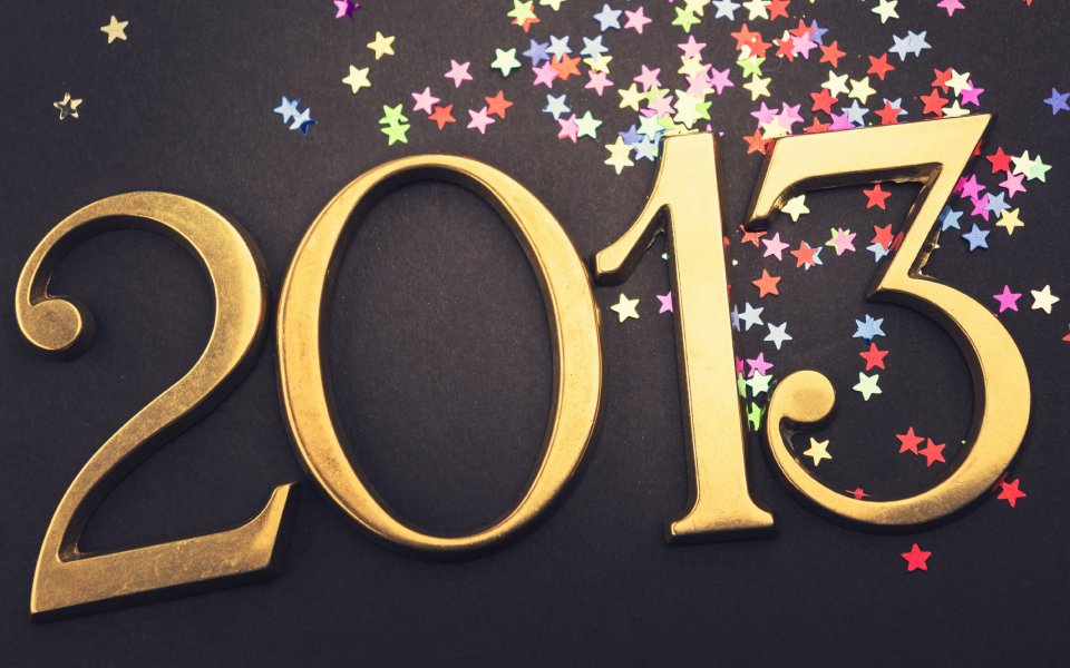 Golden 2013 Numbers With Colorful Star Confetti
