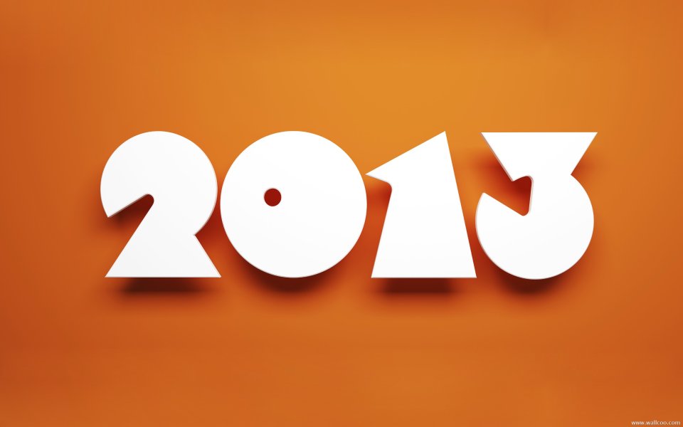 White 3D Numbers 2013 On Orange Background