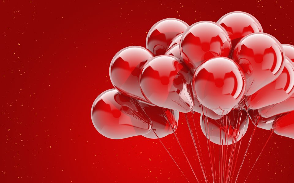 Red Glossy Balloon Bunch 3D Render Festival Background