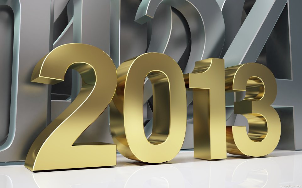 Golden 3D Number 2013 New Year Background