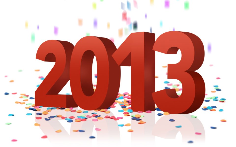 Red 3D Number 2013 New Year Confetti Background