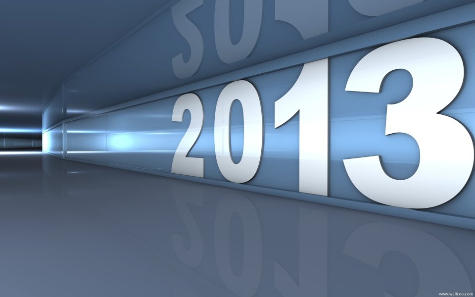 Futuristic Blue Digital Tunnel With 2013 Text