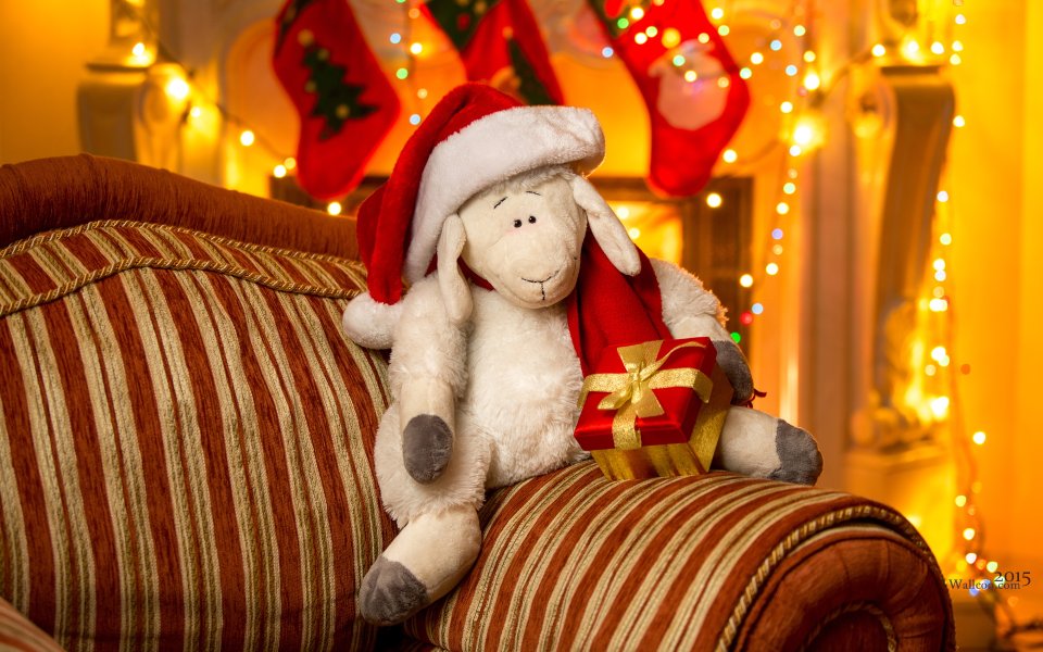Cute Sheep Plush Toy Christmas Gift On Sofa