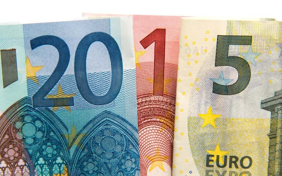 Close Up Of 20 10 And 5 Euro Banknotes