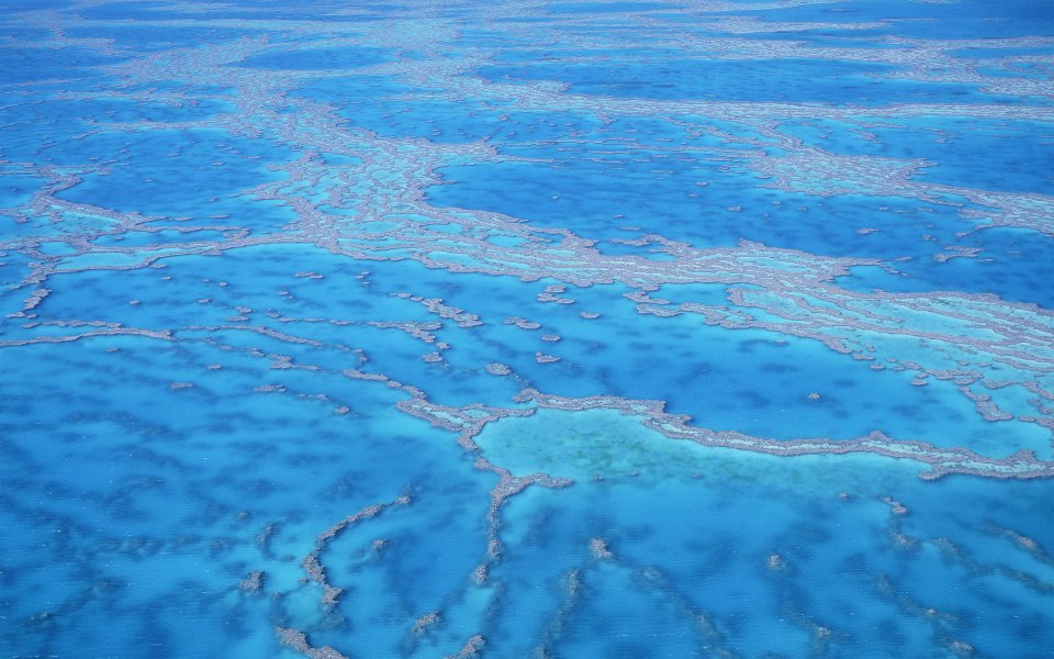Aerial View Of Australia Great Barrier Reef Blue Coral Seascape
