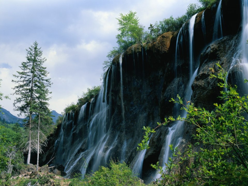 China Mountain Waterfall Primeval Forest Natural Scenery
