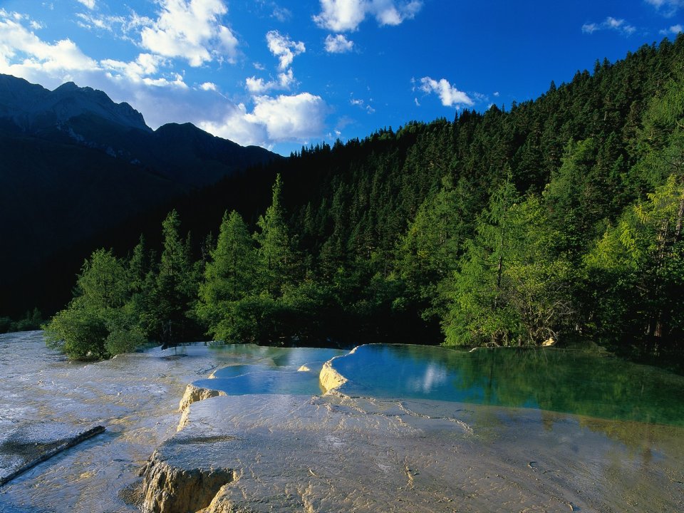 China Huanglong Scenic Area Travertine Pool Natural Landscape