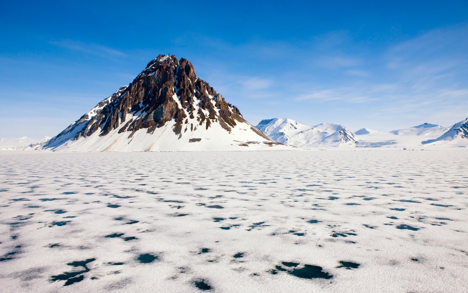 Arctic Sunny Day Snow Peak Melting Ice Landscape