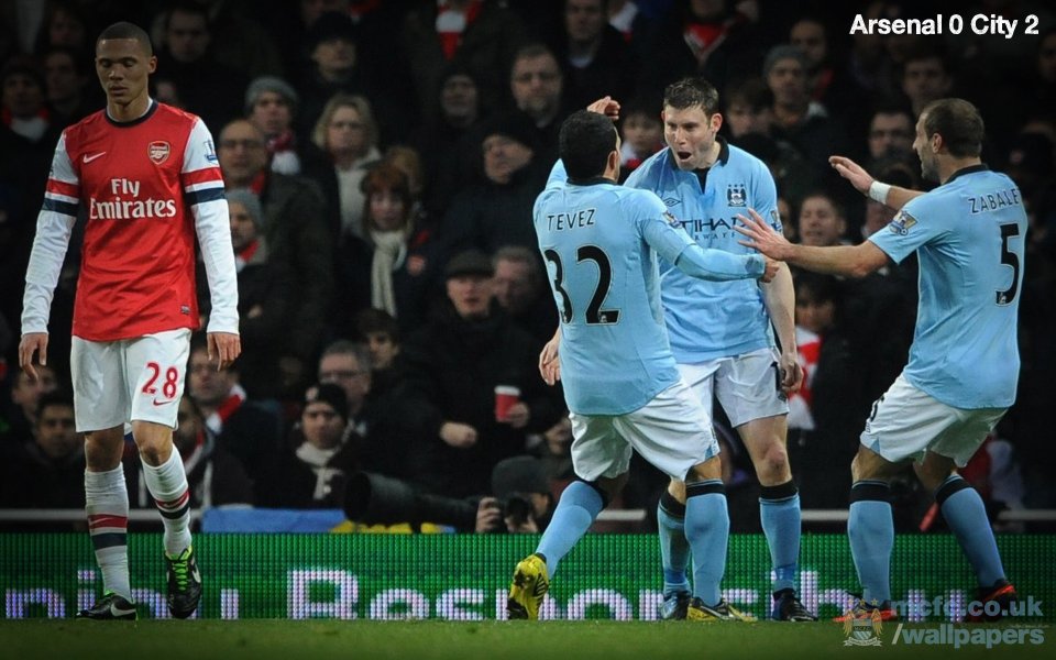 Premier League Match Arsenal 0 2 Manchester City Man City Players Celebrate Goal