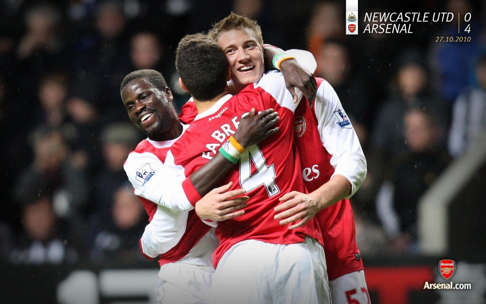 Arsenal Players Celebrate 4 0 Victory Newcastle United Premier League 2010