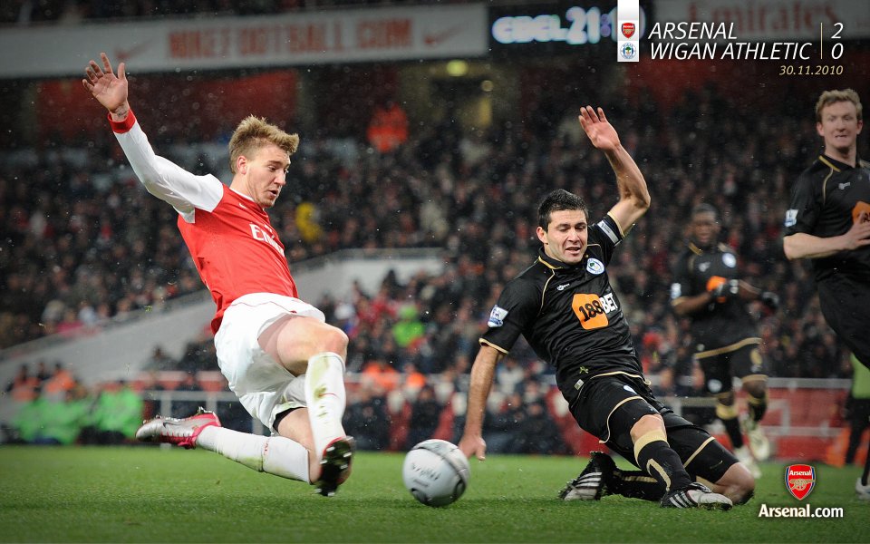 Arsenal Vs Wigan Athletic Football Match Moment