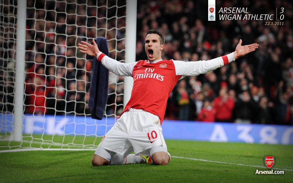 Arsenal Player Goal Celebration Vs Wigan Athletic 2011