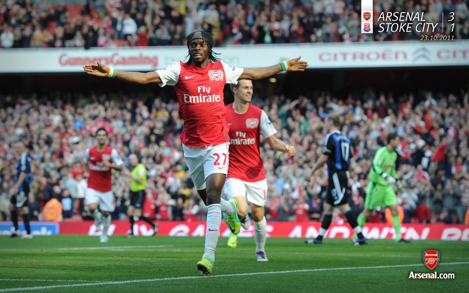 Arsenal Player Celebrating Goal Against Stoke City 23 Oct 2011