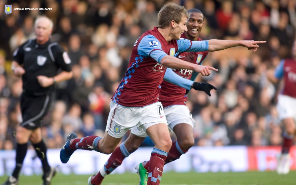 Aston Villa Players Celebrating During Match