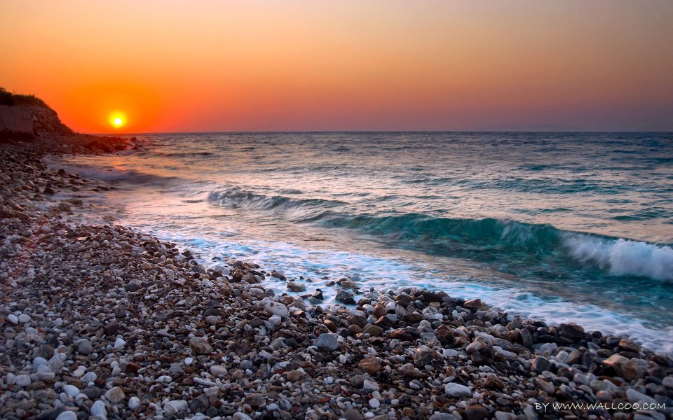 Pebble Beach Sunset Ocean Landscape
