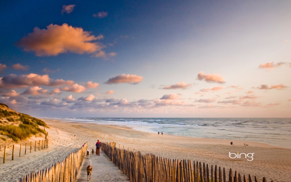 Carcans Beach France Sunset Coastal Scenery