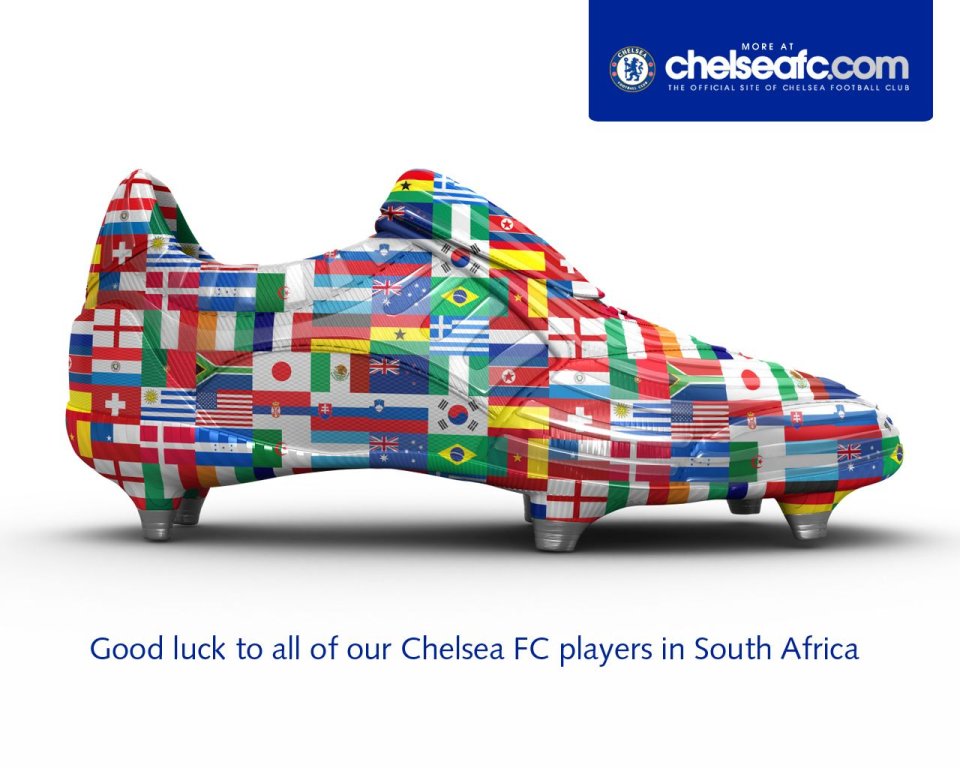 Chelsea FC South Africa World Cup Flags Football Boot Poster