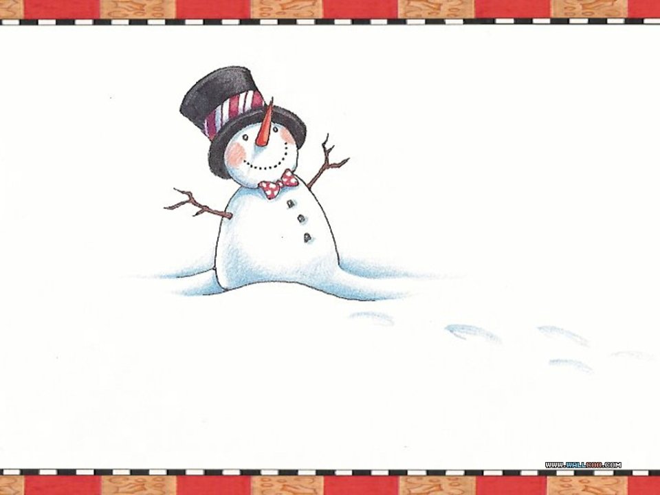 Cute Watercolor Snowman Christmas Wallpaper