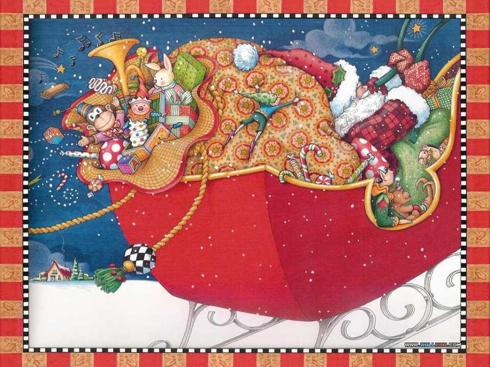 Santa Claus Sleigh Christmas Illustration