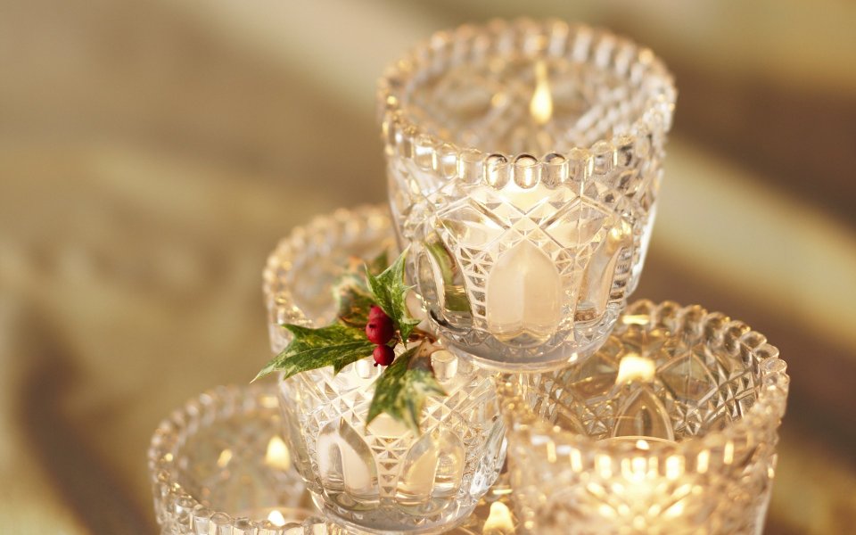Crystal Candlestick Christmas Still Life