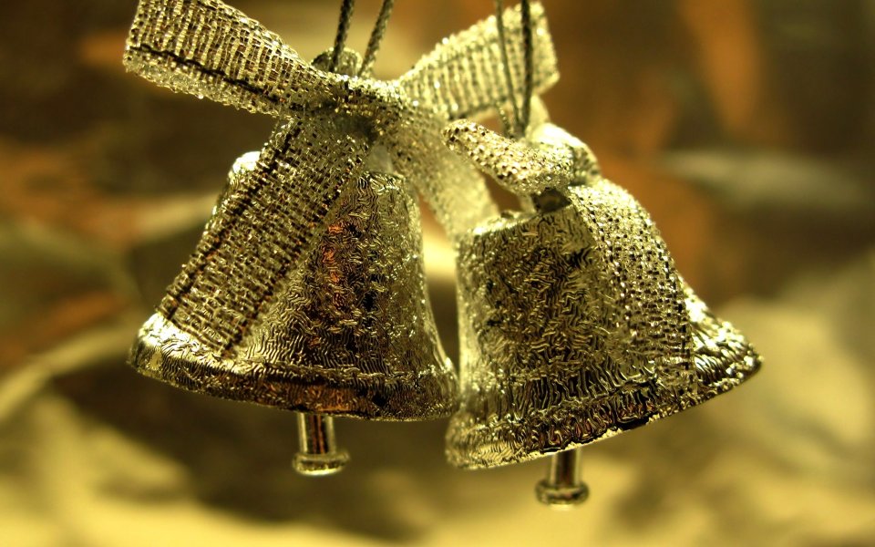 Silver Christmas Bell Ornament Macro
