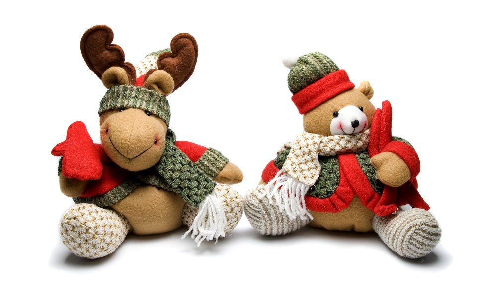 Christmas Reindeer And Bear Stuffed Toys