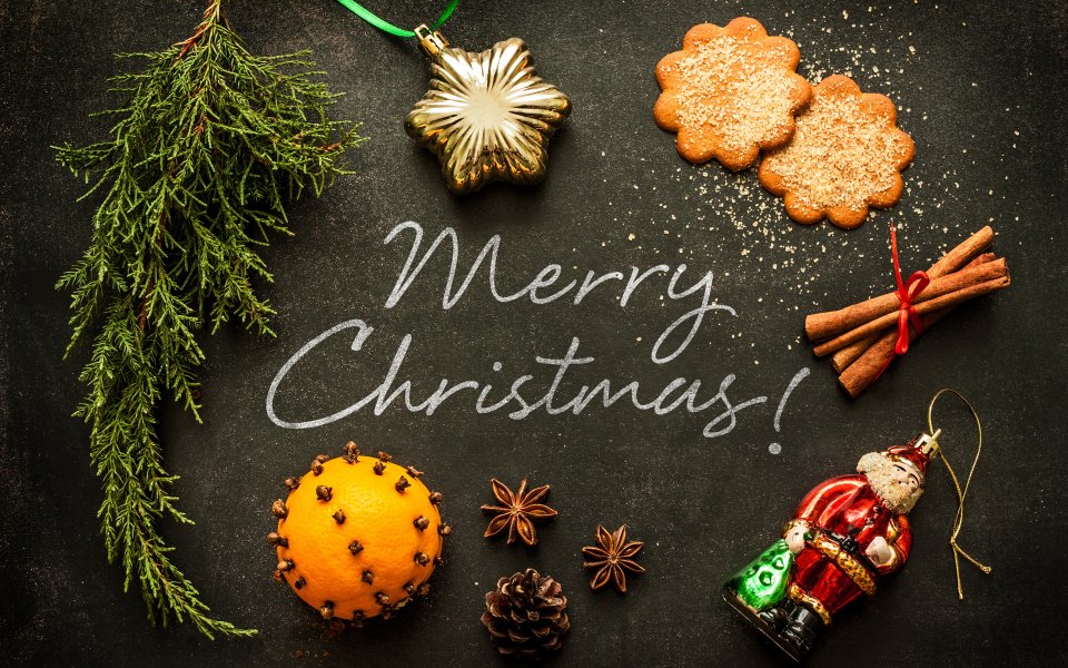 Christmas Decorations Food Flat Lay