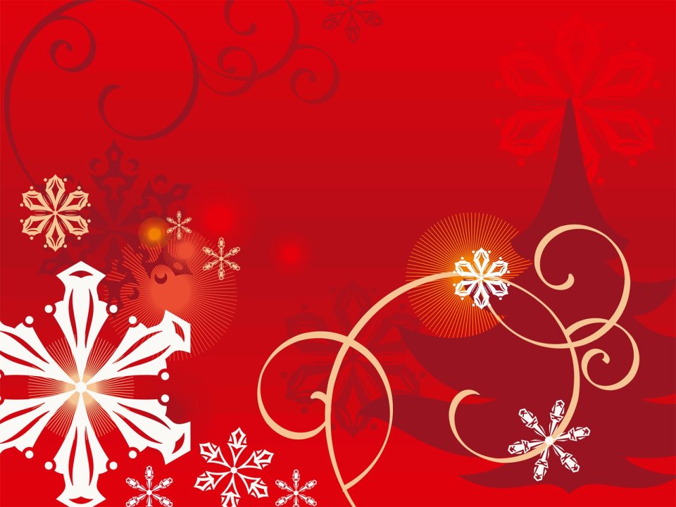 Red Background White And Gold Snowflakes Vector Illustration