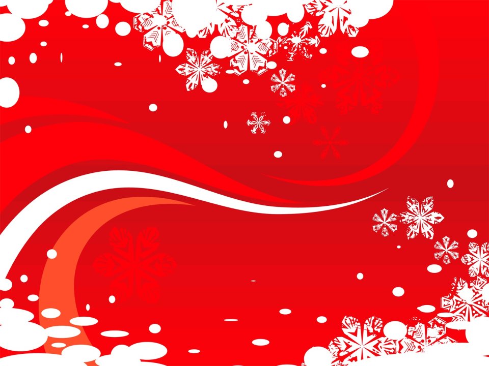 Red Abstract Wave And White Snowflake Christmas Background