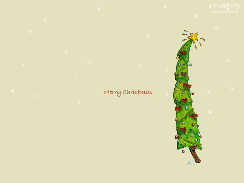 Hand Drawn Cartoon Christmas Tree Snowflake Wallpaper