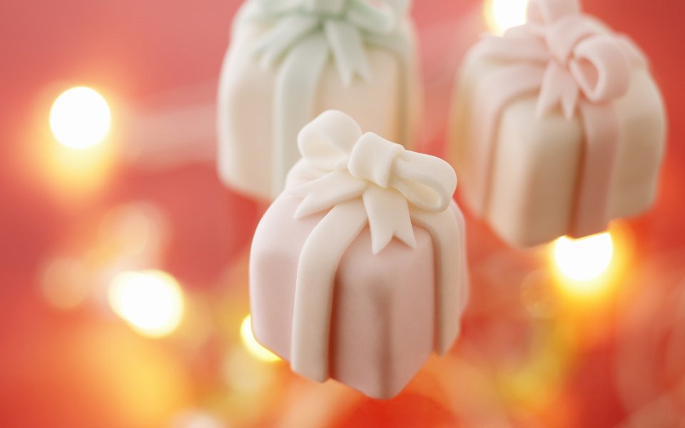 White Chocolate Gift Boxes Macro Closeup