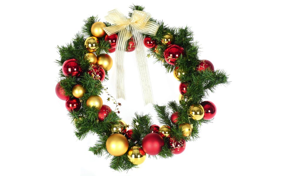 Classic Christmas Wreath On White Background