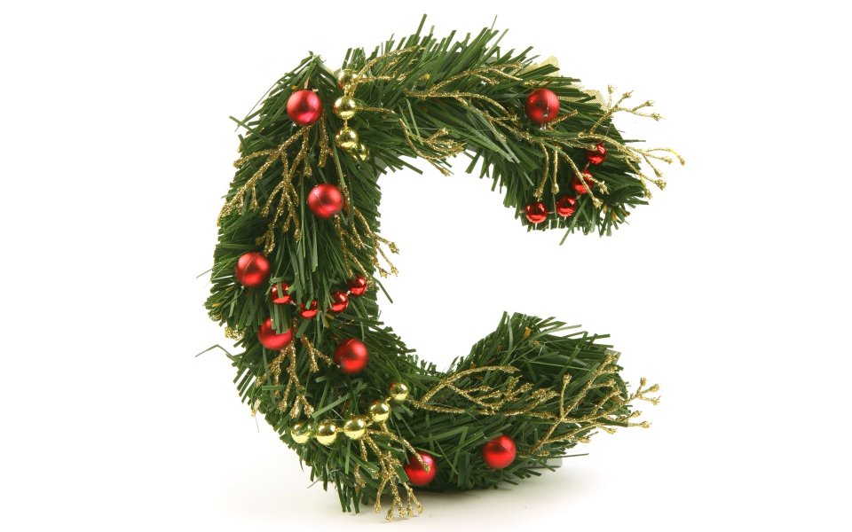 Letter C Shaped Christmas Wreath Decor