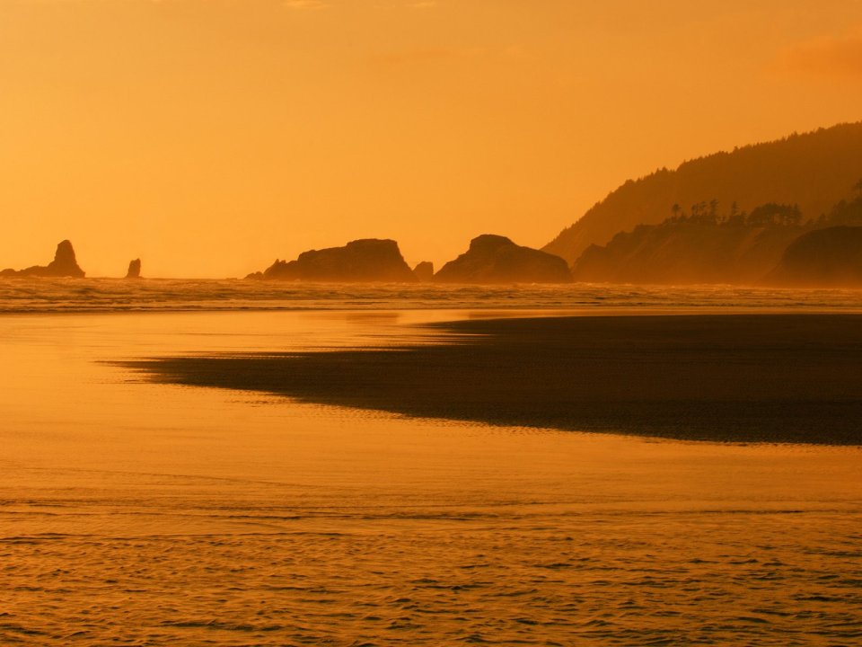 Golden Coastal Sunset Scenery