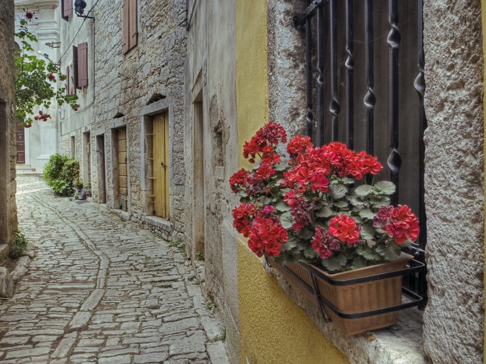 Croatia Bale Old Town Cobblestone Street Scene