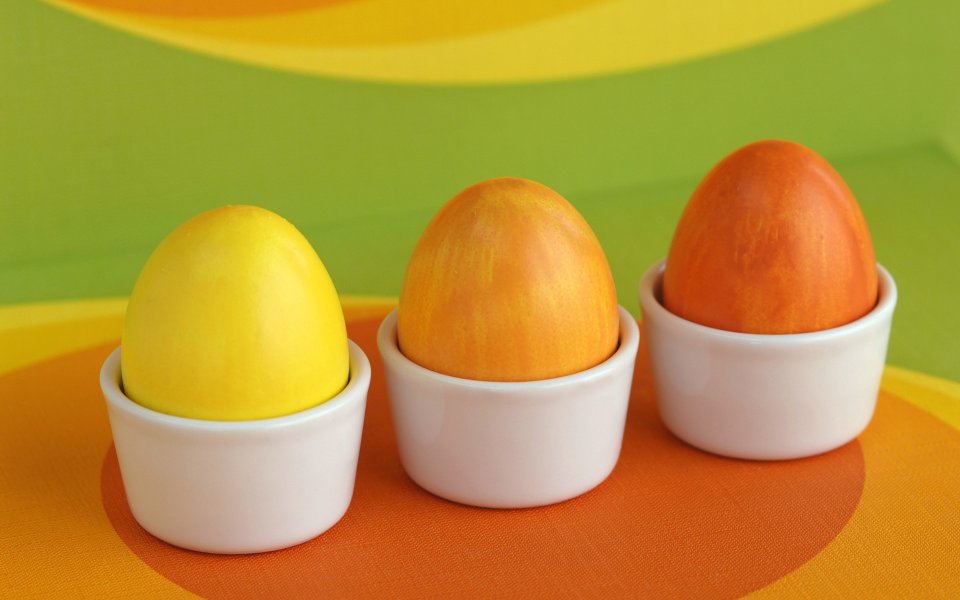 Easter Eggs In White Cups