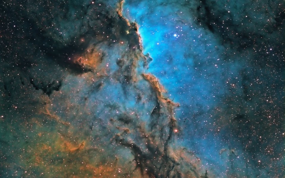 Vibrant Blue Orange Deep Space Nebula Starscape Wallpaper