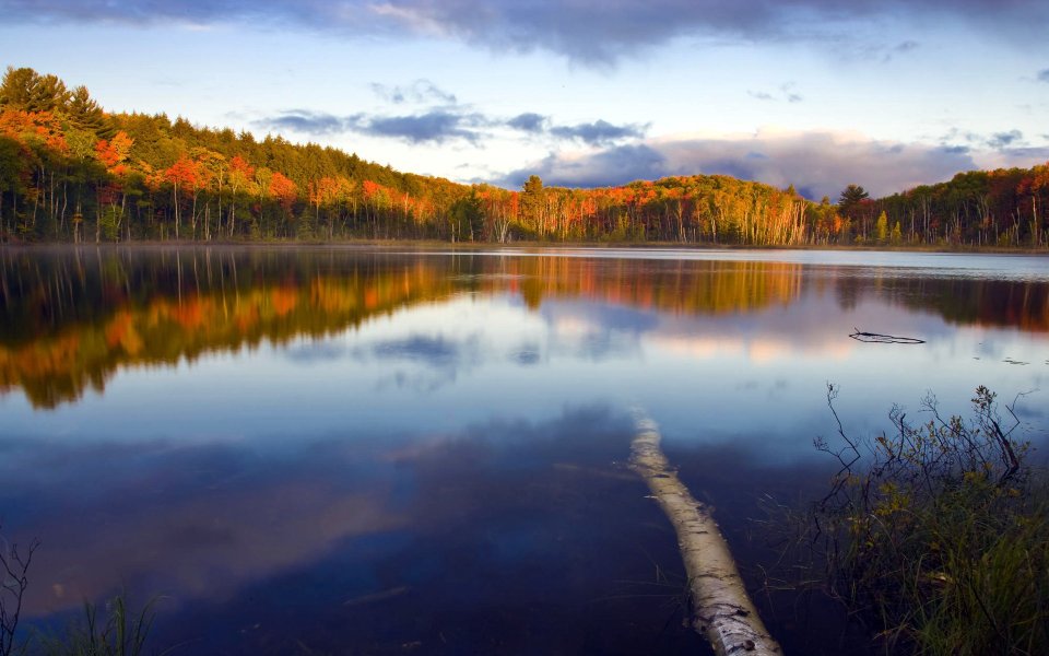 美国密歇根州海华沙国家森林 Council Lake 秋日湖景