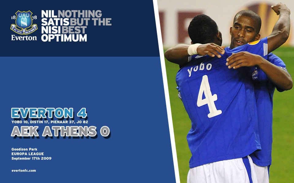 2009 Europa League Everton 4 0 Aek Athens Match Poster