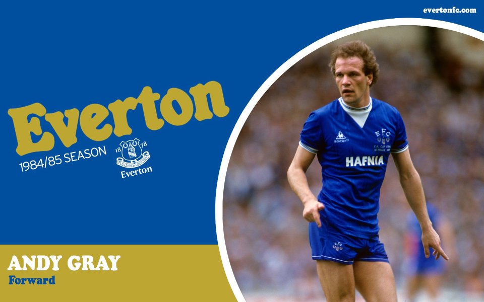 Everton 1984 85 Season Andy Gray Forward Vintage Poster