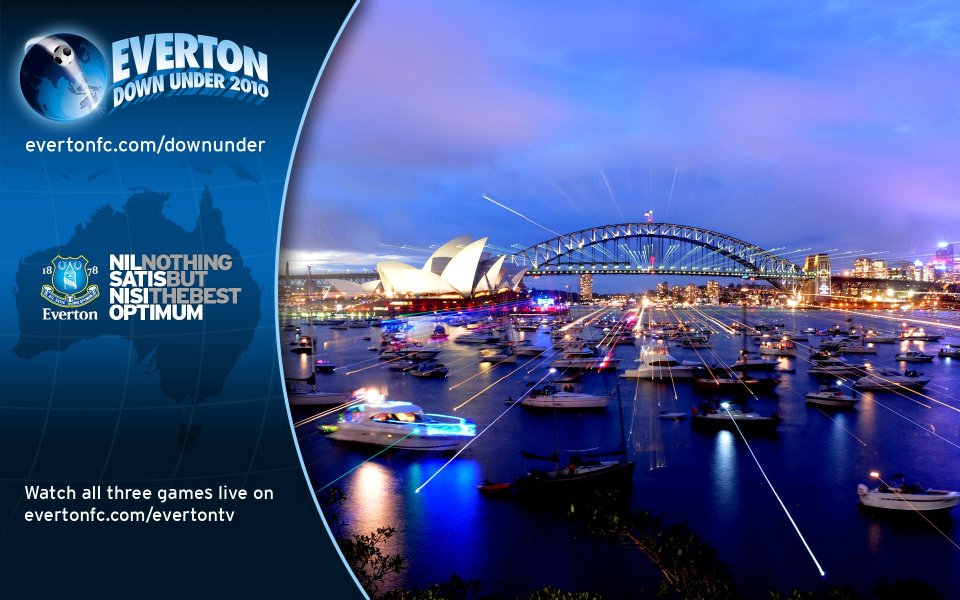 Everton FC 2010 Australia Tour Sydney Harbor Night Promotional Poster