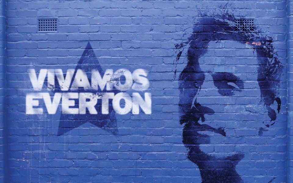 Vivamos Everton Football Club Blue Brick Wall Street Graffiti