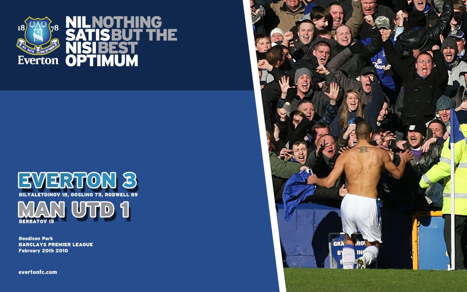2010 Premier League Everton 3 1 Manchester United Match Poster